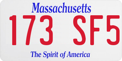 MA license plate 173SF5