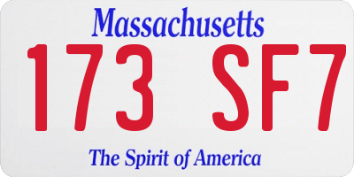 MA license plate 173SF7