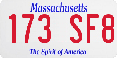 MA license plate 173SF8