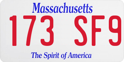 MA license plate 173SF9