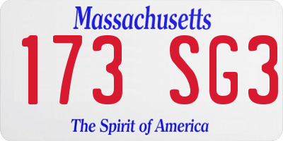 MA license plate 173SG3