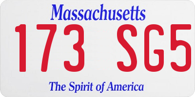 MA license plate 173SG5