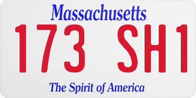 MA license plate 173SH1
