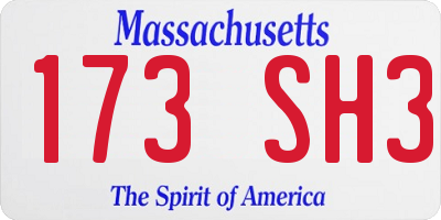 MA license plate 173SH3