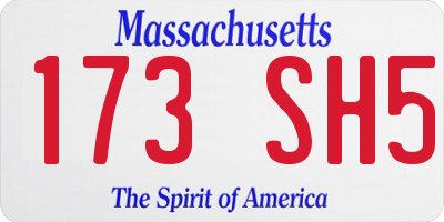 MA license plate 173SH5