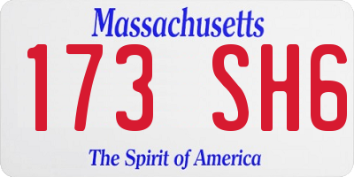 MA license plate 173SH6
