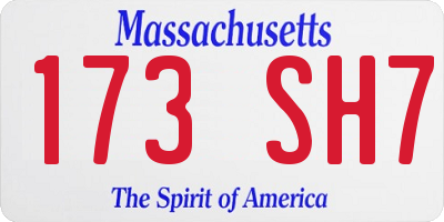 MA license plate 173SH7