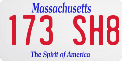 MA license plate 173SH8