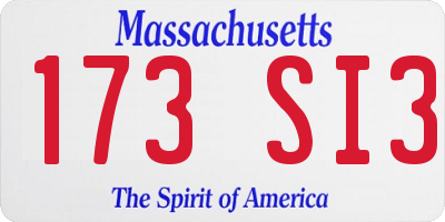 MA license plate 173SI3