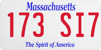 MA license plate 173SI7