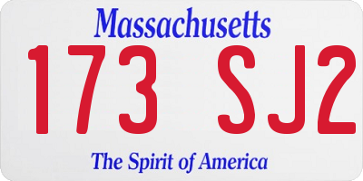 MA license plate 173SJ2