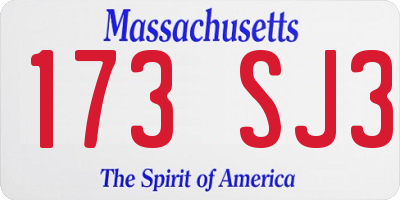 MA license plate 173SJ3