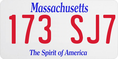 MA license plate 173SJ7