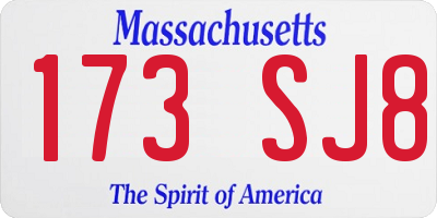 MA license plate 173SJ8