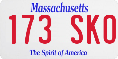 MA license plate 173SK0