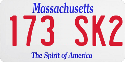 MA license plate 173SK2