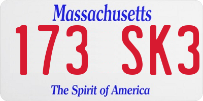MA license plate 173SK3