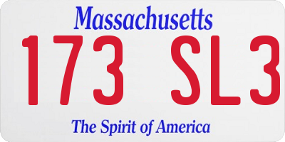 MA license plate 173SL3