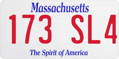 MA license plate 173SL4