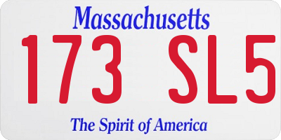 MA license plate 173SL5