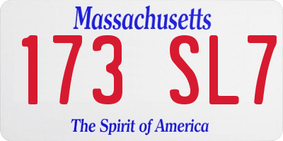 MA license plate 173SL7