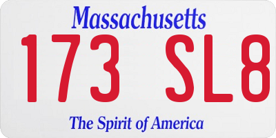 MA license plate 173SL8