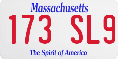 MA license plate 173SL9