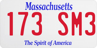 MA license plate 173SM3