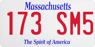 MA license plate 173SM5