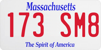 MA license plate 173SM8