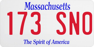 MA license plate 173SN0