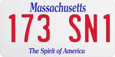 MA license plate 173SN1