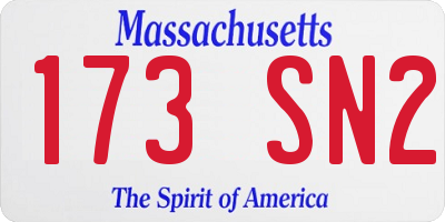 MA license plate 173SN2
