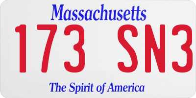 MA license plate 173SN3