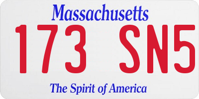 MA license plate 173SN5