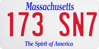MA license plate 173SN7