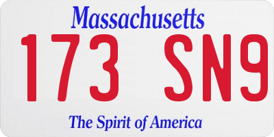 MA license plate 173SN9