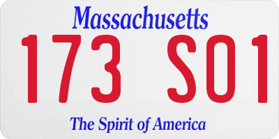 MA license plate 173SO1