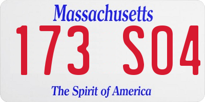 MA license plate 173SO4