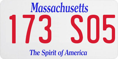 MA license plate 173SO5