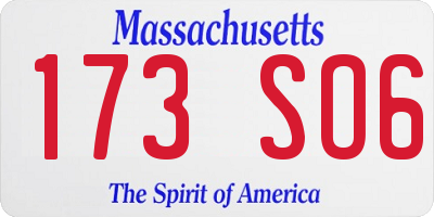 MA license plate 173SO6