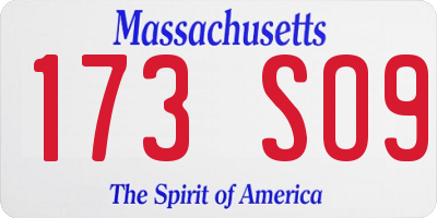 MA license plate 173SO9
