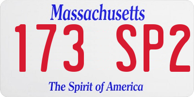 MA license plate 173SP2