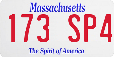 MA license plate 173SP4