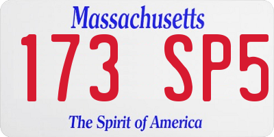 MA license plate 173SP5