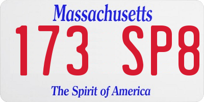 MA license plate 173SP8