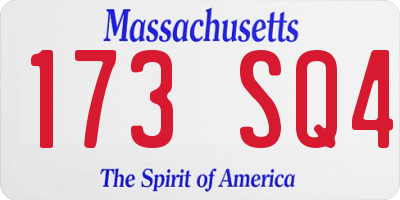 MA license plate 173SQ4