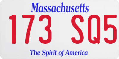 MA license plate 173SQ5