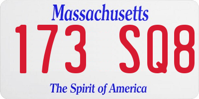 MA license plate 173SQ8
