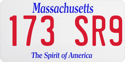 MA license plate 173SR9